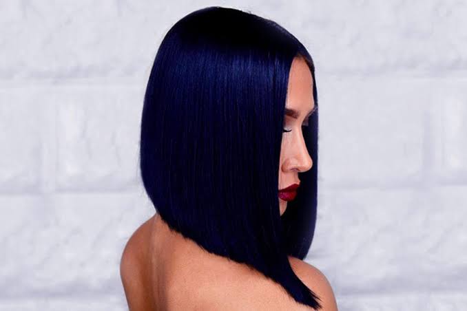 Girl with blue black hair